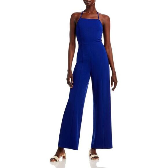 NWT Aqua Women's Blue Halter‎ Wide Leg Party Jumpsuit Evening Size XL - Picture 1 of 16